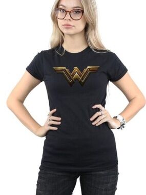 Wonder Woman Womens/Ladies Logo Cotton T-Shirt/Tee in Black, Size M